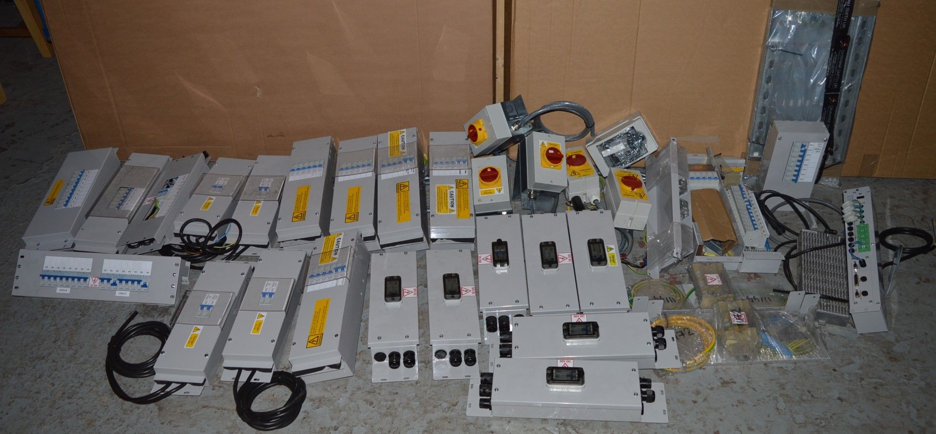 Assorted Lot of Electrical Industrial Products Including Switch Boxes, Circuit Breakers and Power