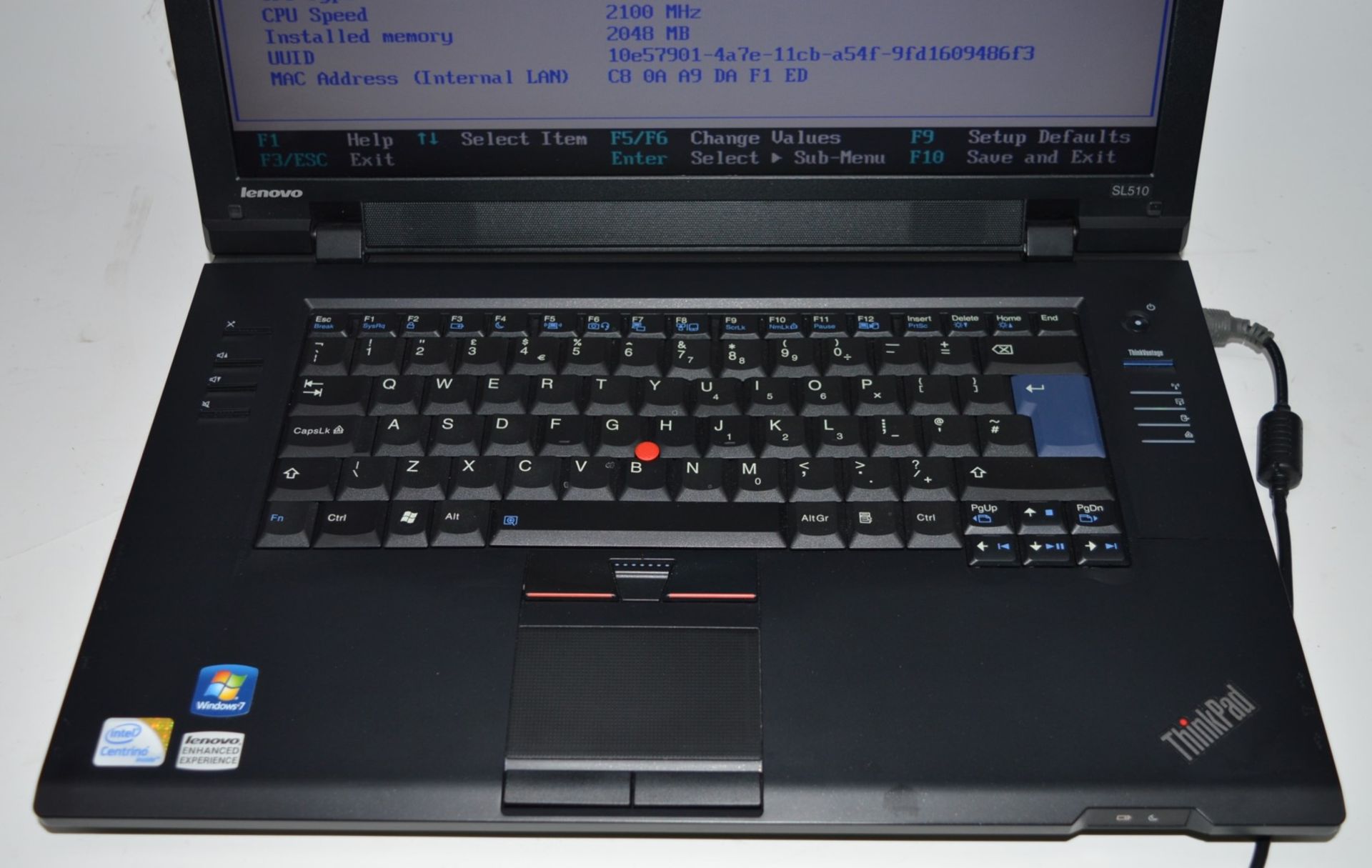 1 x Lenovo Thinkpad Laptop Computer - 15.4 Inch Screen - Intel Core 2 T6570 Processor, 2gb DDR3 Ram, - Image 3 of 8