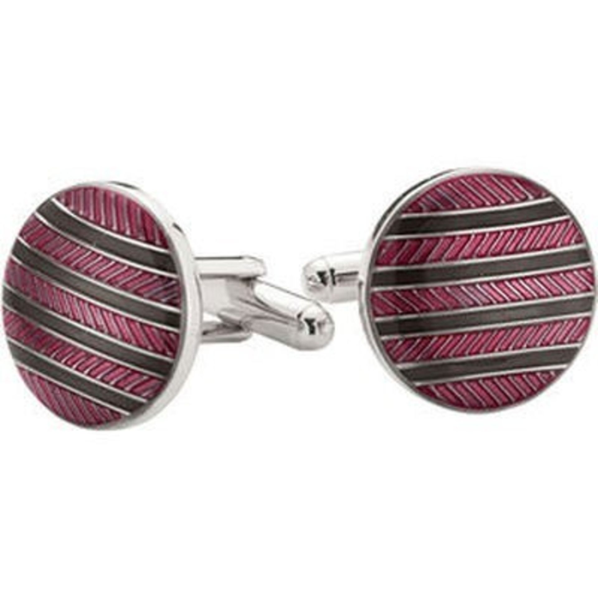 50 x Pairs of Genuine “Circle, Stripe” Enamel CUFFLINKS by Ice London – Silver Plated, 2 Colours