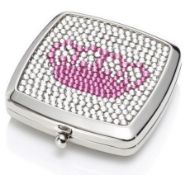 10 x ICE LONDON Pink CROWN Silver Plated Compact Mirrors - MADE WITH "SWAROVSKI¨ ELEMENTS - Ref