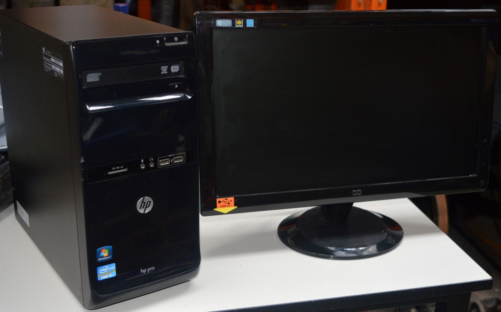 1 x HP Pro Desktop Computer System With Widescreen Monitor - Intel Core i5-2400 3.1ghz Quad Core - Image 2 of 5