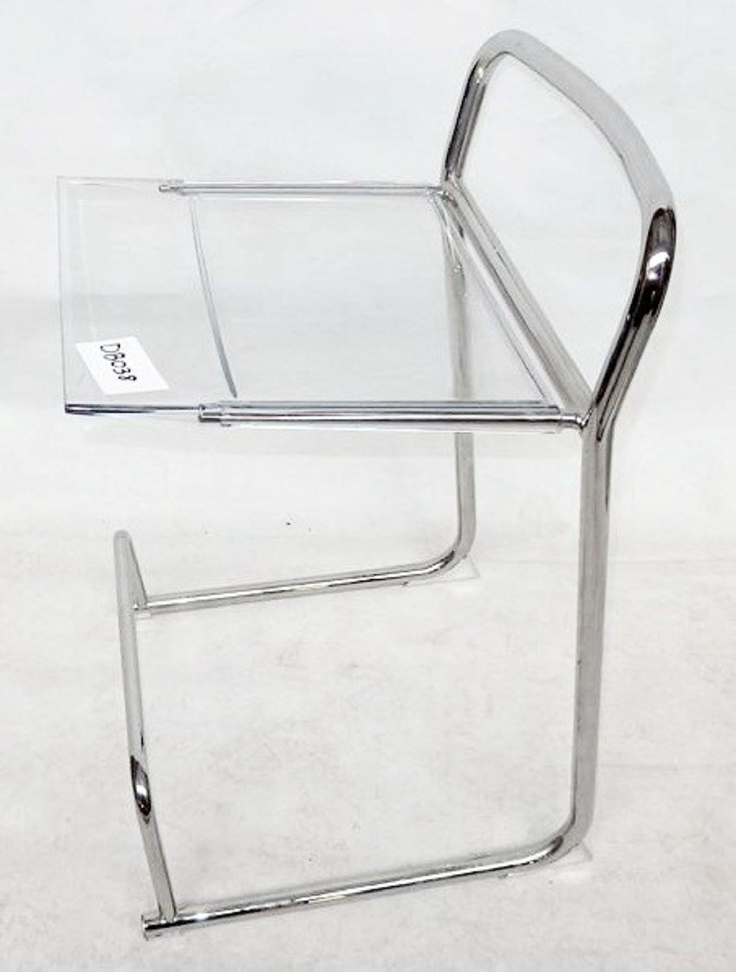 1 x Modern Designer Chair - Features A Sturdy Metal Tube Frame and Clear Perspex Seat -