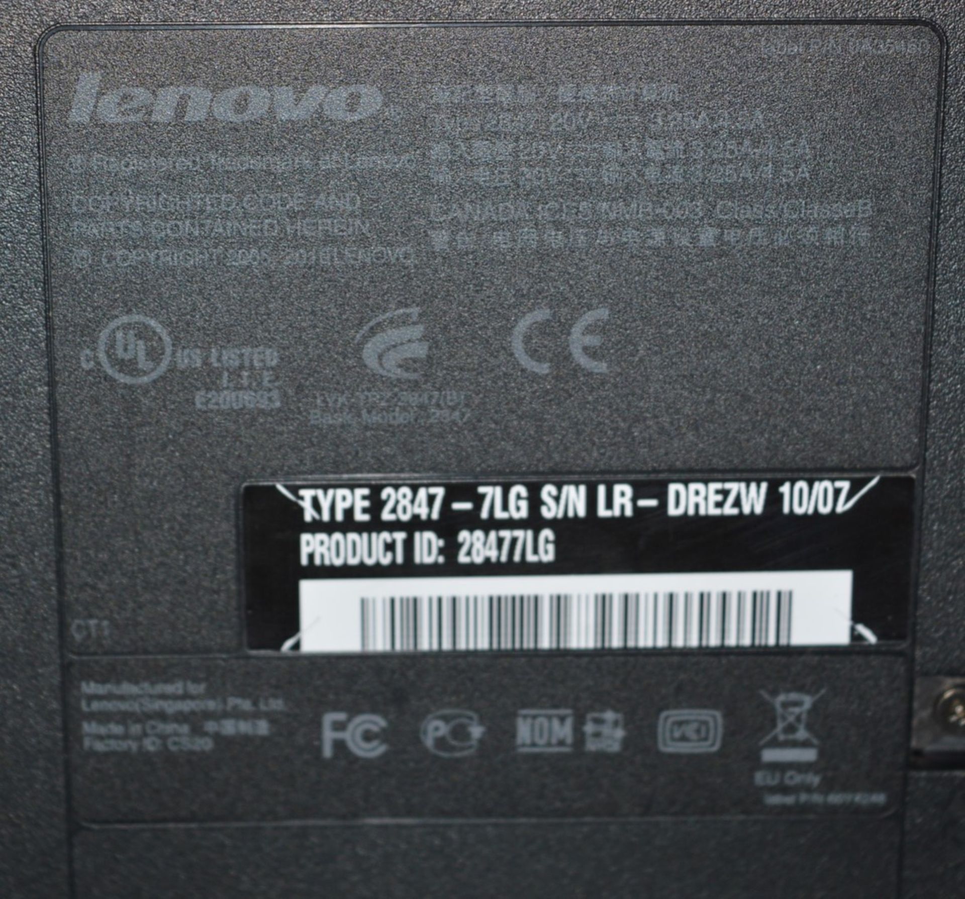 1 x Lenovo Thinkpad Laptop Computer - 15.4 Inch Screen - Intel Core 2 T6570 Processor, 2gb DDR3 Ram, - Image 7 of 8