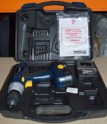 1 x Titan 12v Cordless Drill - Includes Battery, Charger, Case, Instructions and Drill Bits -
