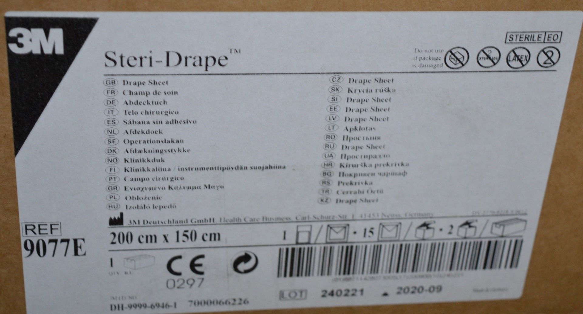 15 x 3M Steri-Drape Sheet Instrumental Table Covers - Product Code 9077E - Size 200x150cm - Brand - Image 3 of 5