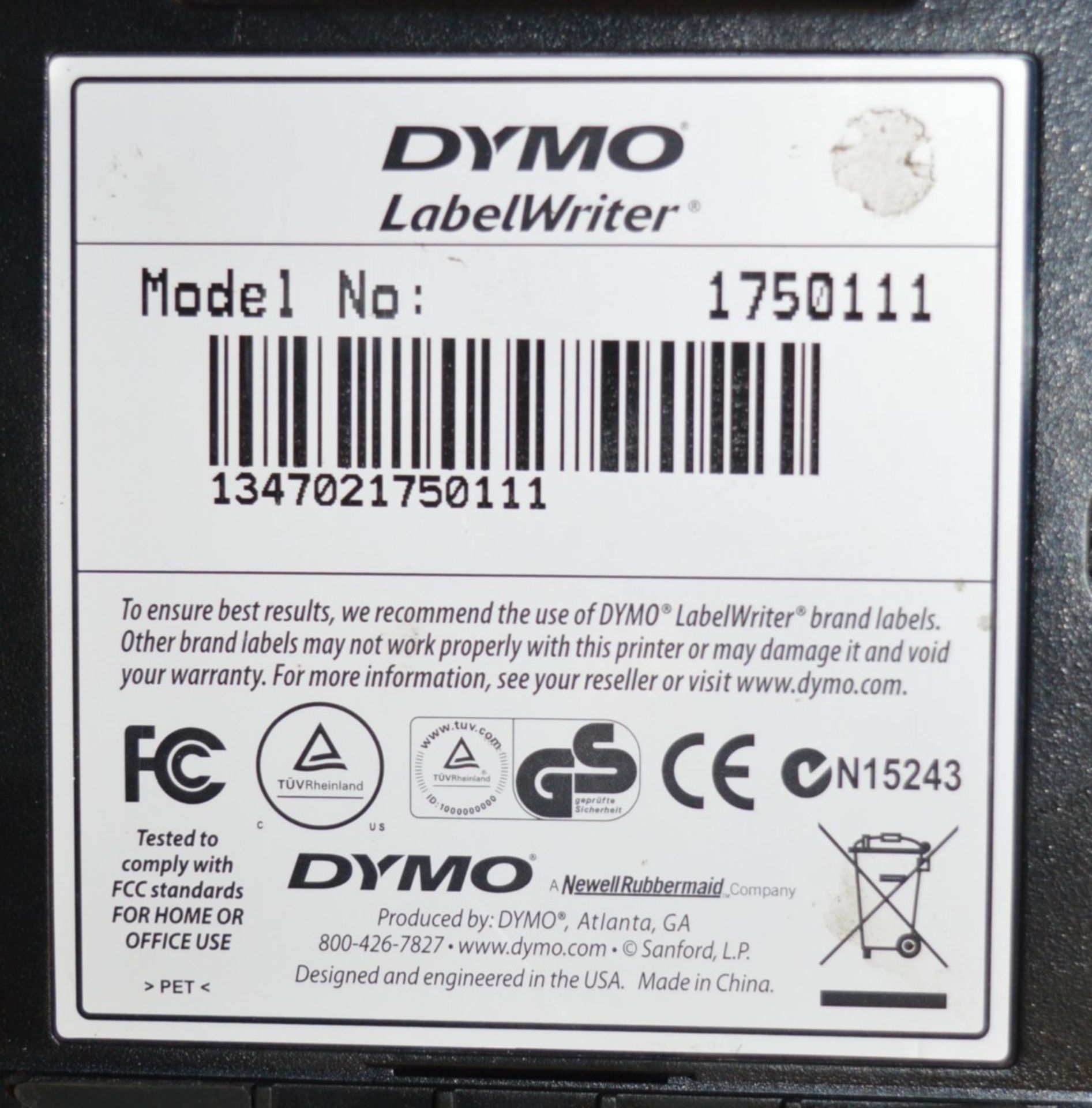 1 x Dymo Label Writer Printer - Mdel 1750111 - Includes Power Adapter and USB Cable - CL185 - New - Image 4 of 4