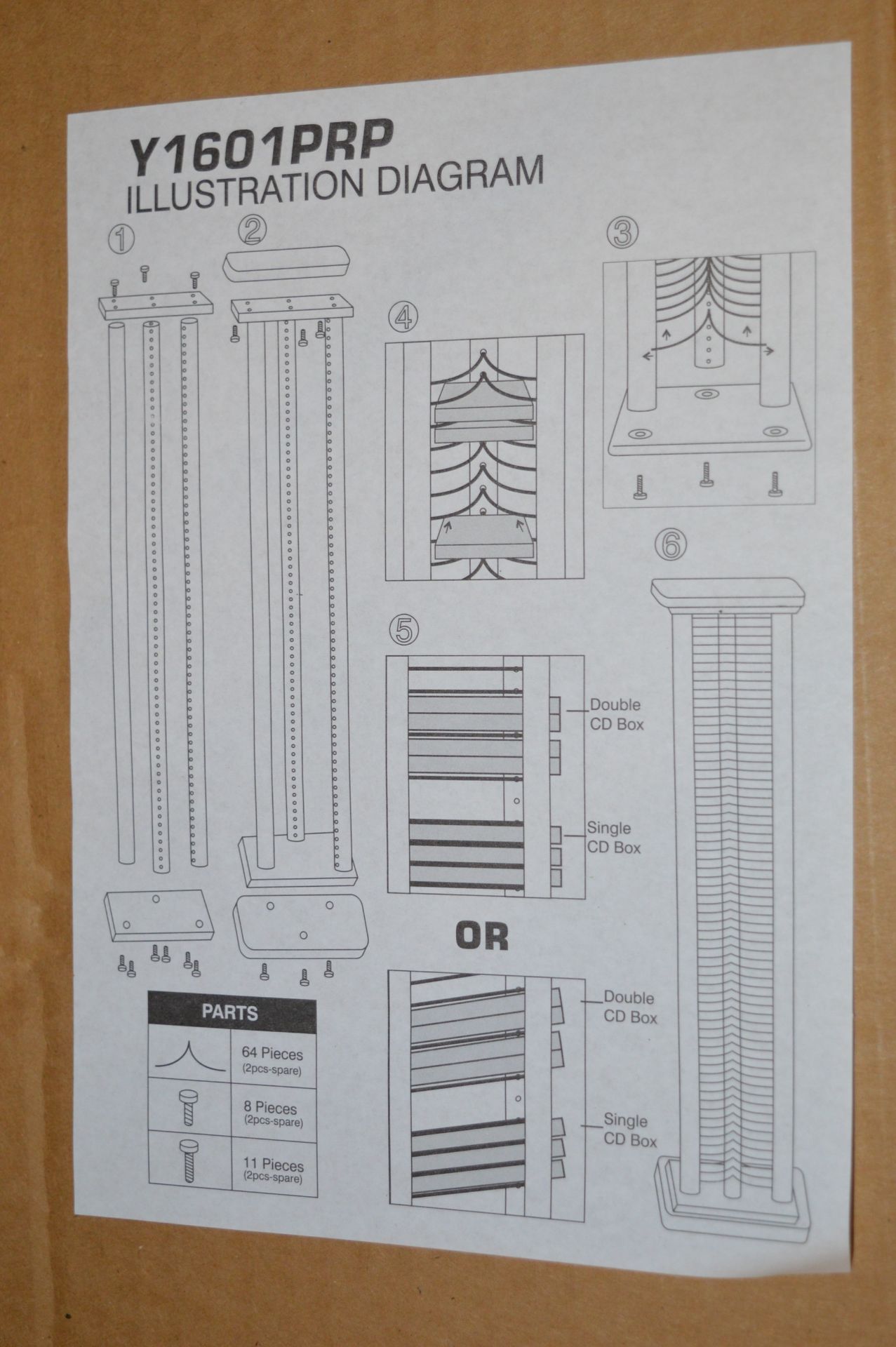 1 x Black Wooden Upright CD Rack - Interchangeable Plastic Shelves - 105cm High With 60 CD - Image 3 of 3