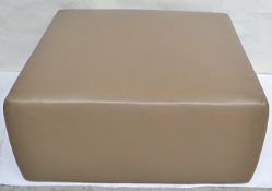 1 x BOTTEGA VENETA "Tasello" Brown Genuine Leather Pouffe / Footstool On Castors - Dimensions: H42 x
