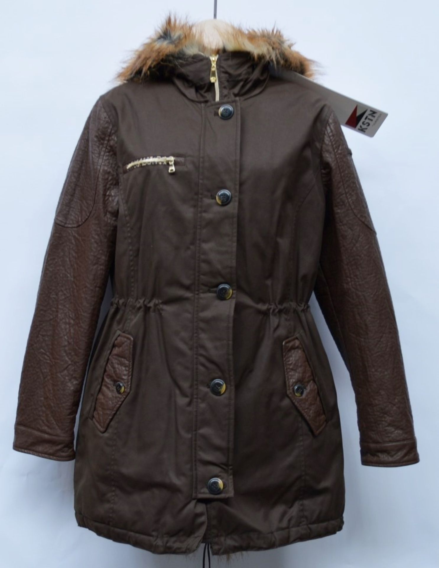 1 x Steilmann KSTN By Kirsten Womens Coat - Hard Wearing Coat With Faux Leather Detail, Drawstring