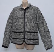 1 x Steilmann Kirsten Womens Coat - Black and White Wool Coat Will Zip Fastener - 15% Wool -