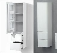 1 x White Gloss Storage Cabinet 155 - A-Grade - Ref:ASC41-155 - CL170 - Location: Nottingham NG2 - R