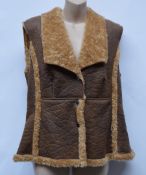 1 x Steilmann KSTN By Kirsten Womens Gilet - Faux Suede With Faux Shearling Lining - Press Stud