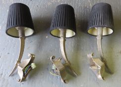 3 x Baroque Metal Wall Lights with Black Shades - CL175 - Location: Bradshaw BL2 - NO VAT