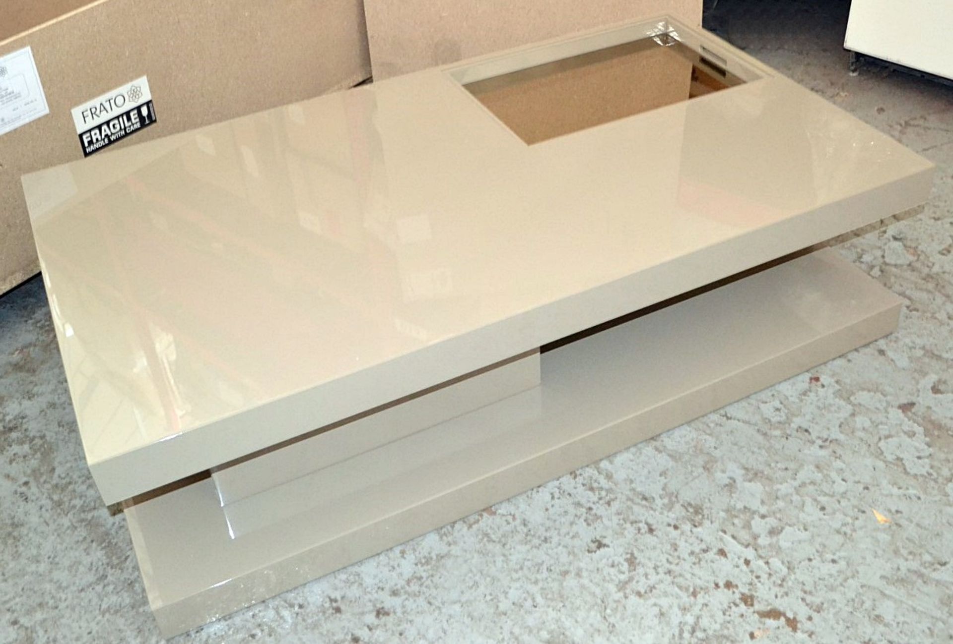 1 x FRATO Saldanha Coffee Table - Features A Push-To-Open Drawer, And Light Grey Lacqured Finish - - Image 7 of 8