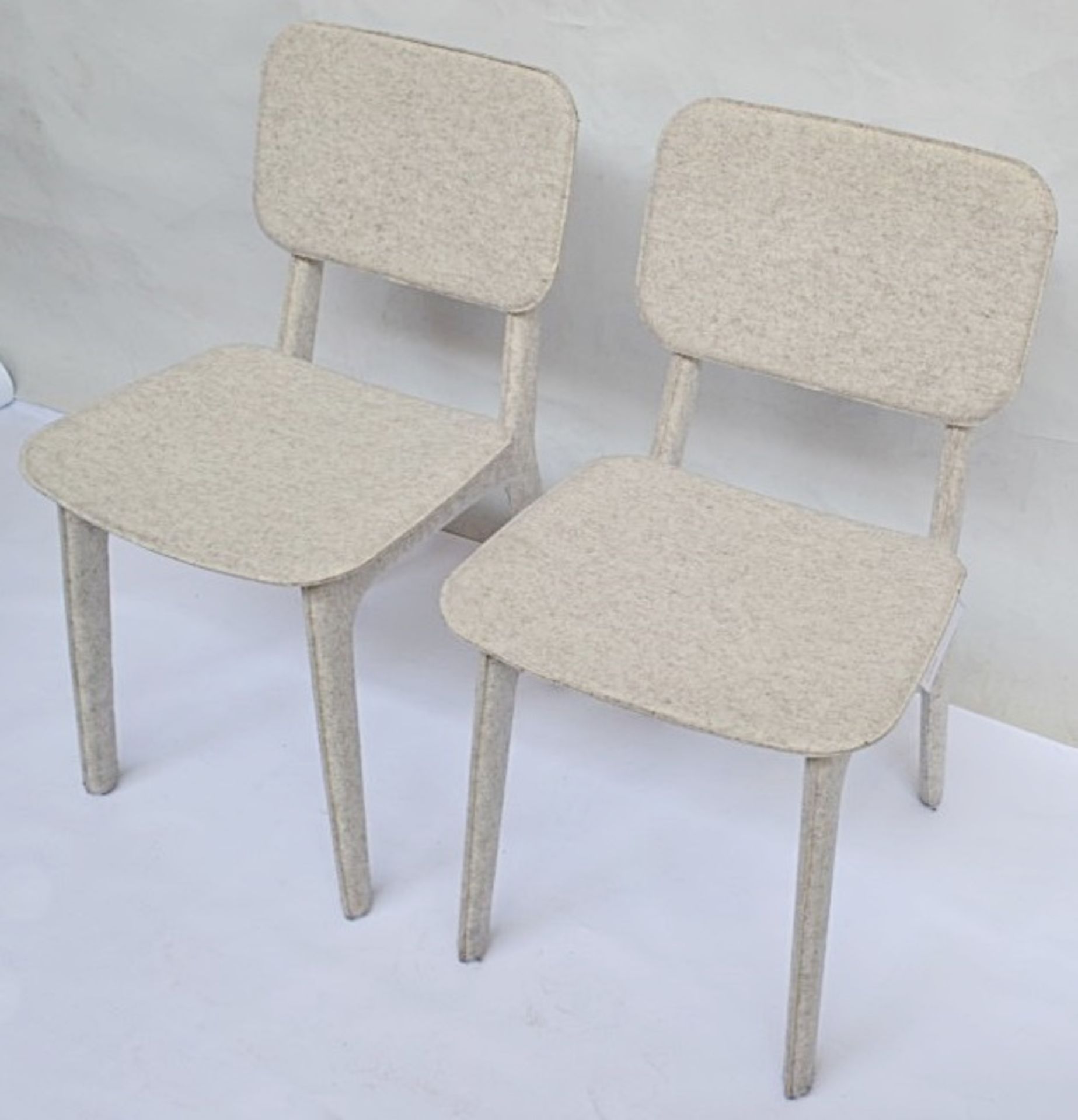 A Pair Of LIGNE ROSET Feutre Nacre "FELT" Dining Chairs In Cream/Grey - Dimensions: H87 x 46 x 46cm, - Image 8 of 8