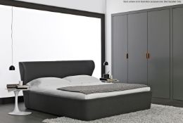 1 x B&B Italia "Papilo" Kingsize Bed With Slatted Base Included - Colour: Grey - Ref: 5374617 P3 -