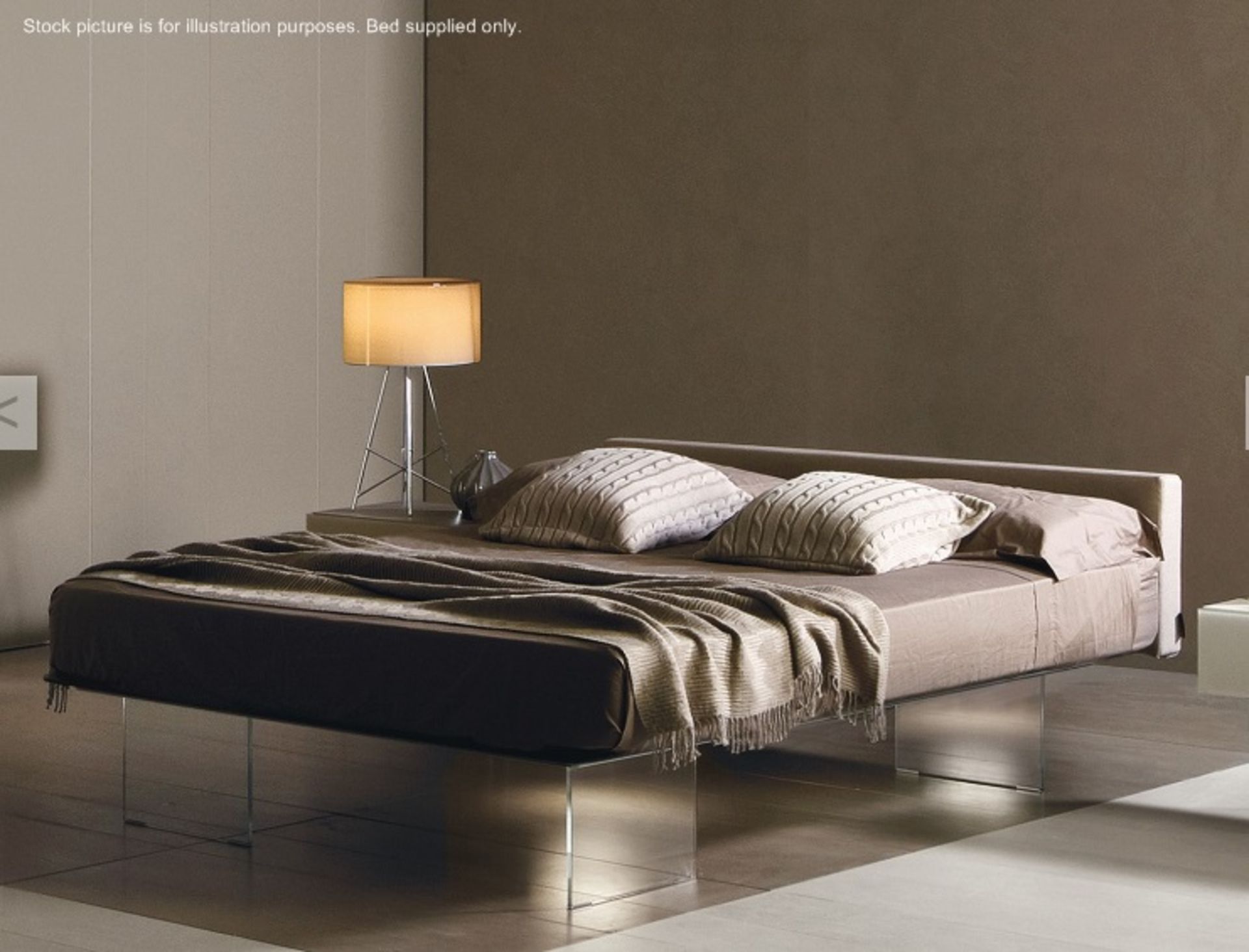 1 x Lago "AIR" Bed Frame With Headboard And Tempered Glass Legs - Made in Italy - Dimensions: