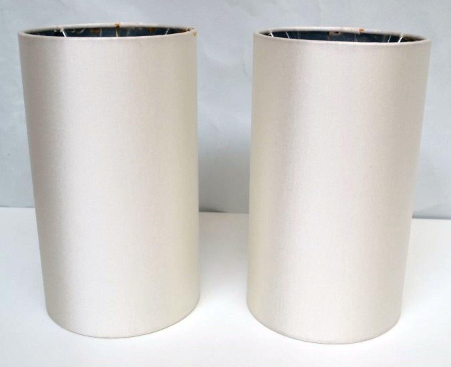 2 x FRATO Sagres Lamp Shades In A Silver Silk Covering - Dimensions: Height 27cm, Diameter 15. - Image 3 of 6