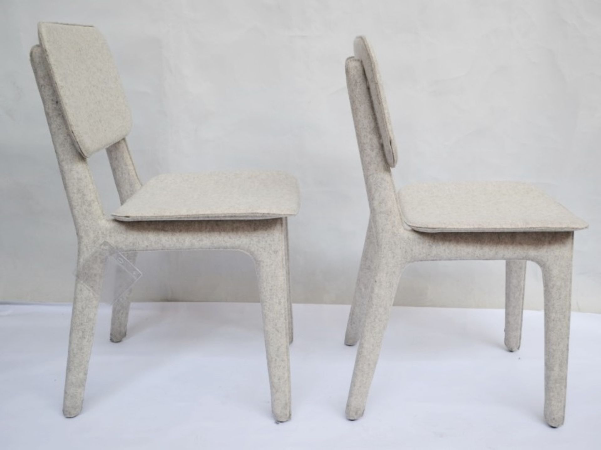 A Pair Of LIGNE ROSET Feutre Nacre "FELT" Dining Chairs In Cream/Grey - Dimensions: H87 x 46 x 46cm, - Image 4 of 8