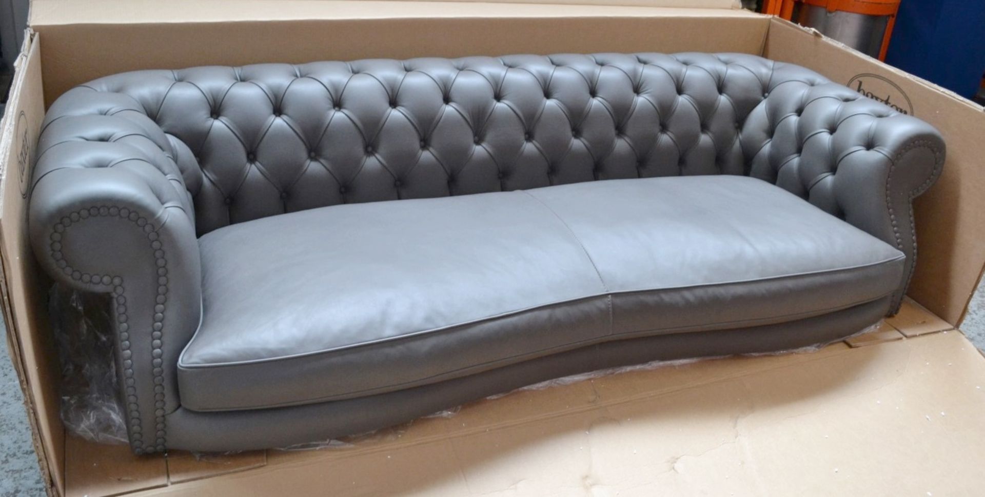 1 x BAXTER Diana Chester Sofa Upholstered In A Rich Grey Leather - Italian Made - Dimensions: - Image 2 of 7