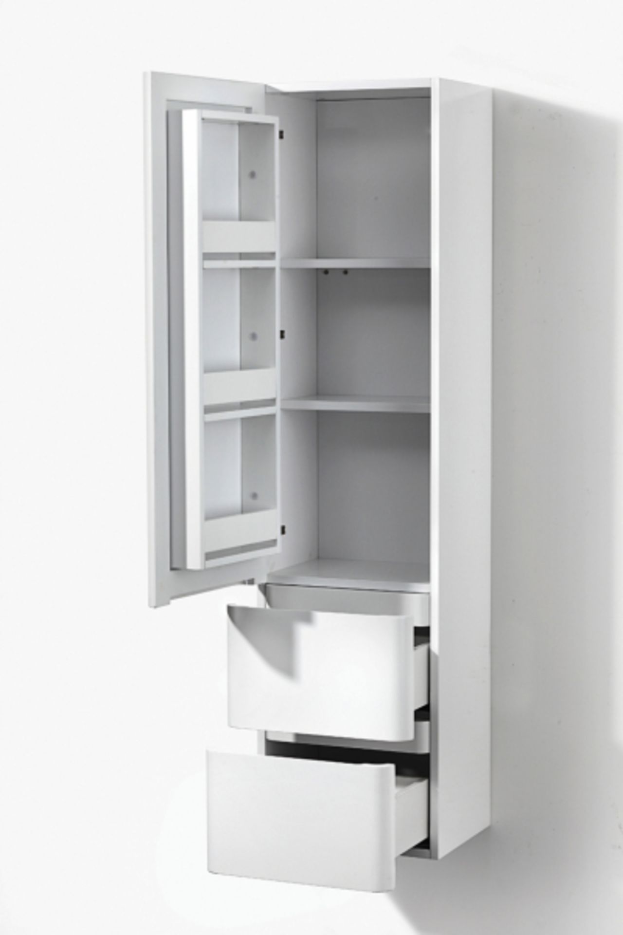1 x White Gloss Storage Cabinet 155 - A-Grade - Ref:ASC41-155 - CL170 - Location: Nottingham NG2 - R - Image 2 of 3