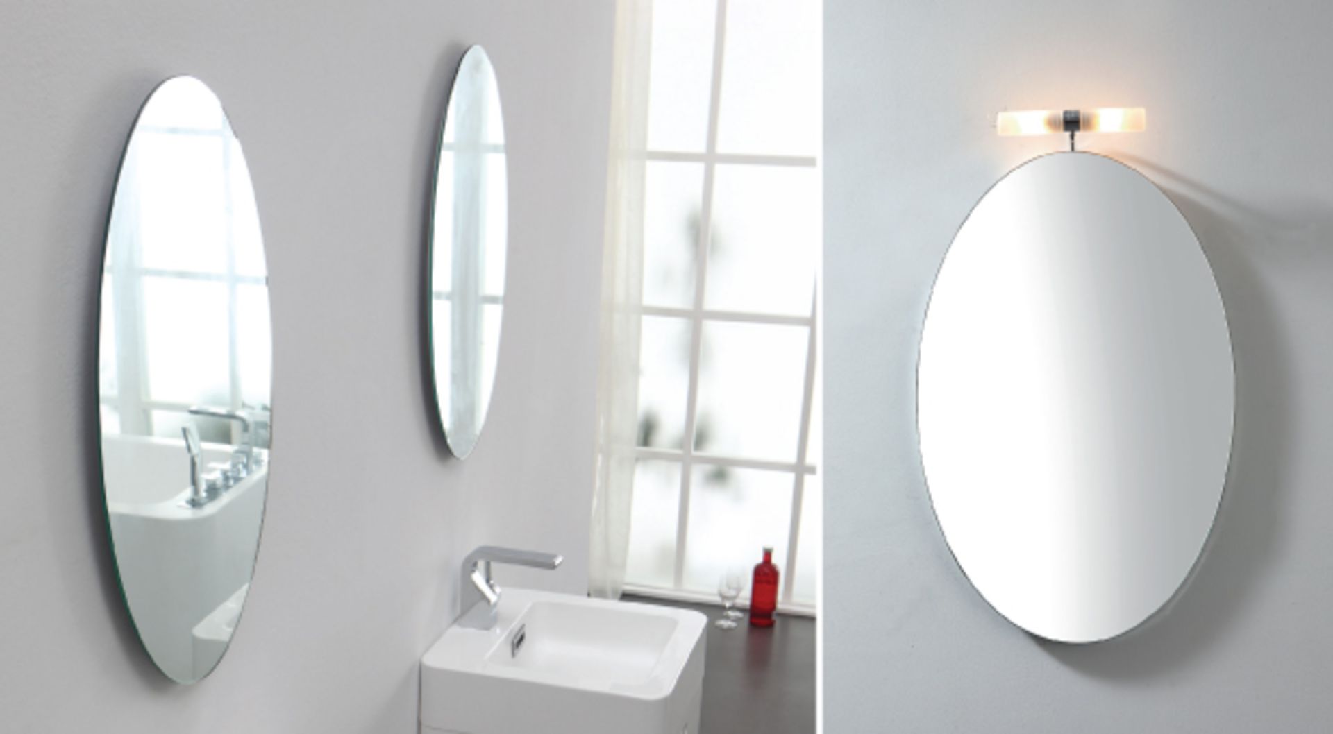 1 x Stylish Bathroom Oval Mirror 45 with top light - A-Grade - Ref:AMR14-045 - CL170 - Location: Not - Image 3 of 5