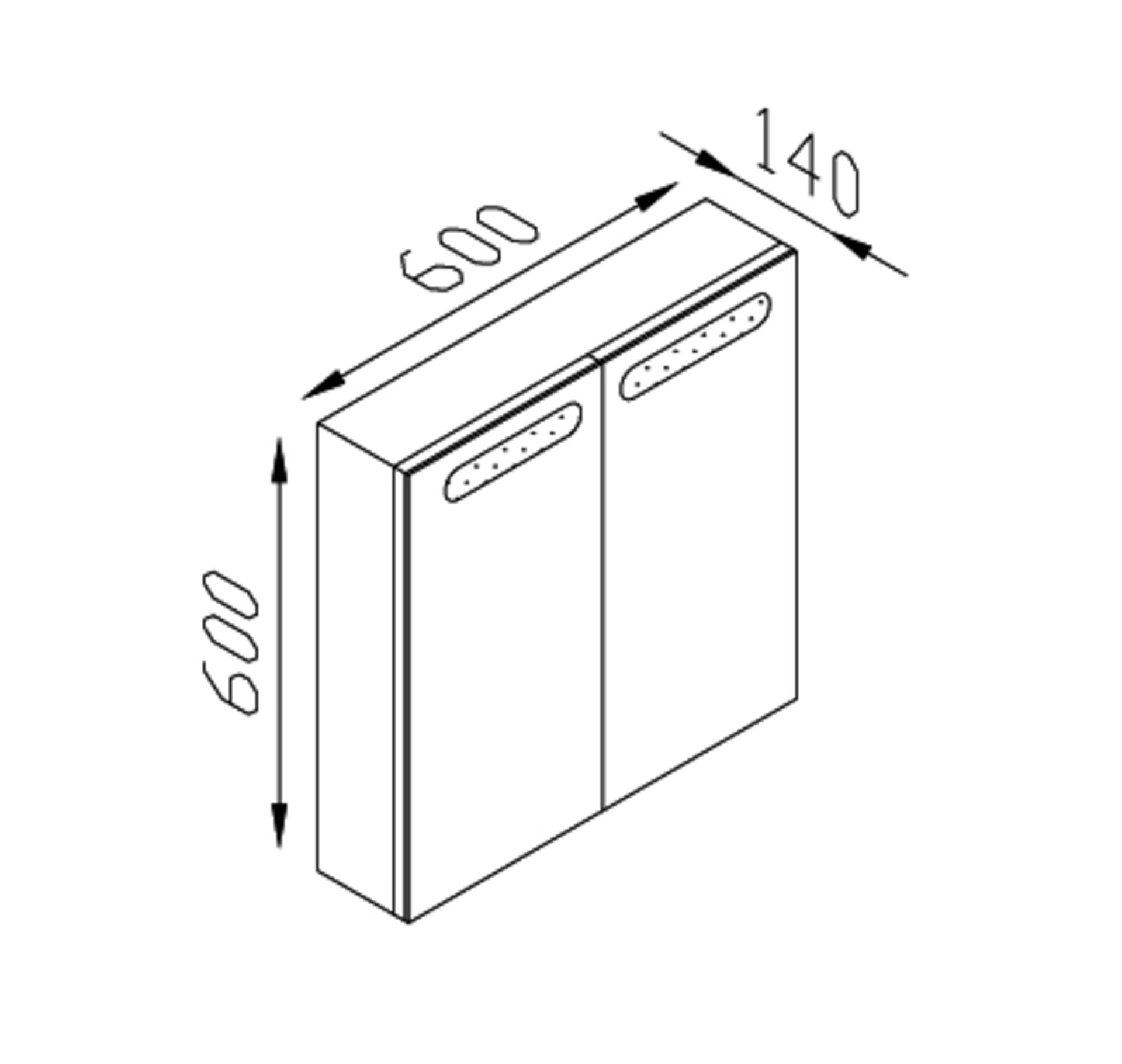 1 x Contemporary Bathroom Eden Mirror Cabinet 60 - B Grade Stock - Ref:AMC12-060 - CL170 - Location: - Image 2 of 6