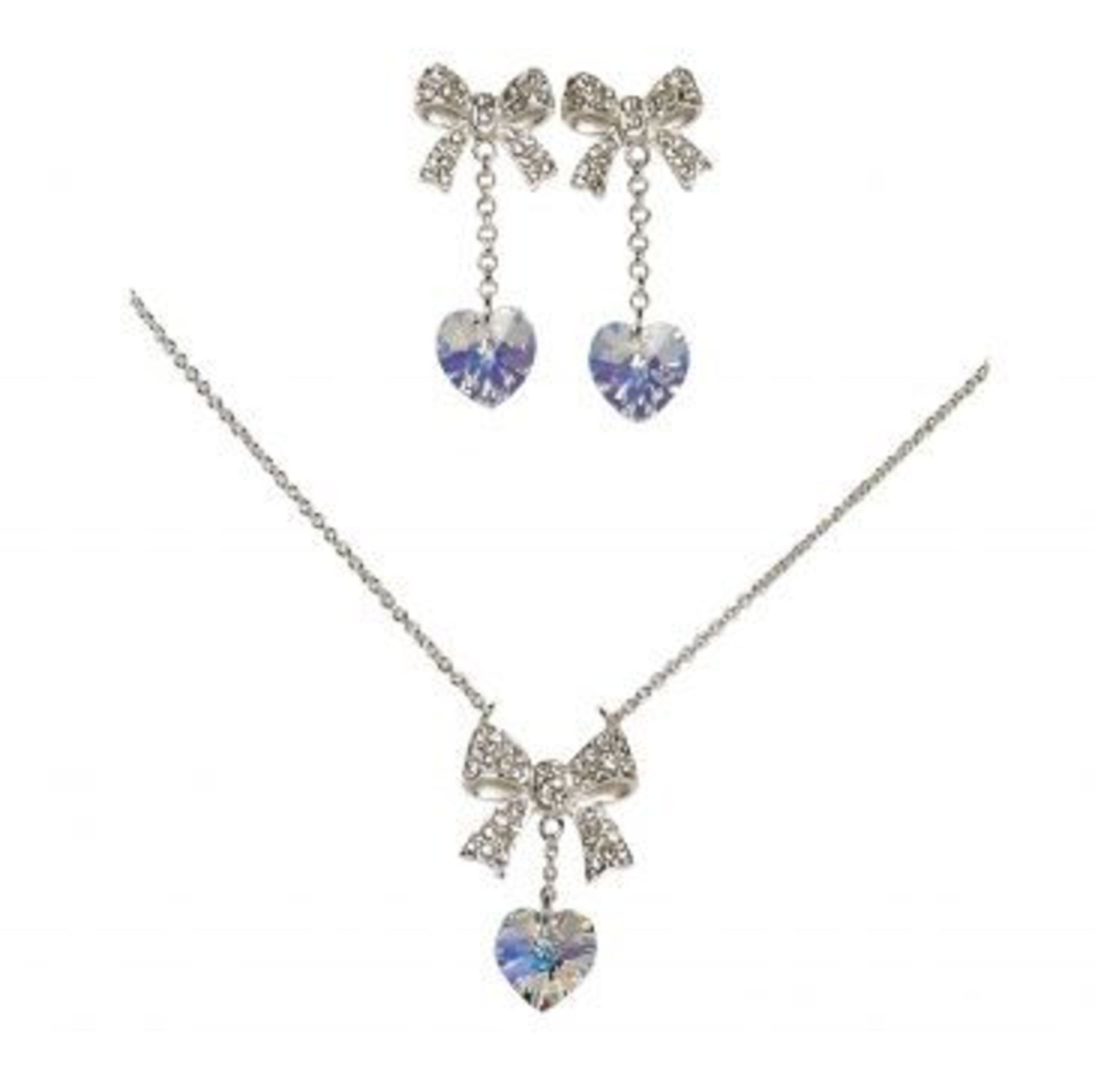 50 x HEART PENDANT AND EARRING SETS By ICE London - EGJ-9900 - Silver-tone Curb Chain Adorned With - Image 2 of 2