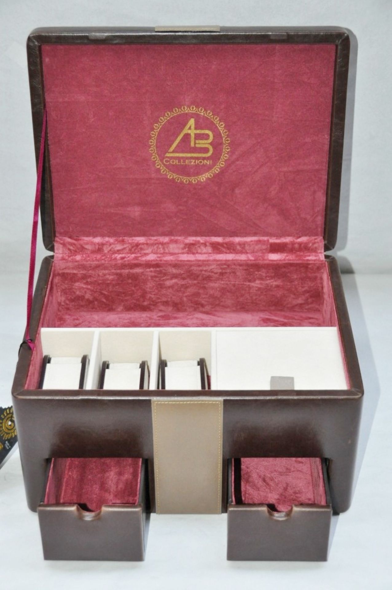 1 x "AB Collezioni" Italian Genuine Leather & Suede Luxury Jewellery Box (34044) - Ref LT000 -