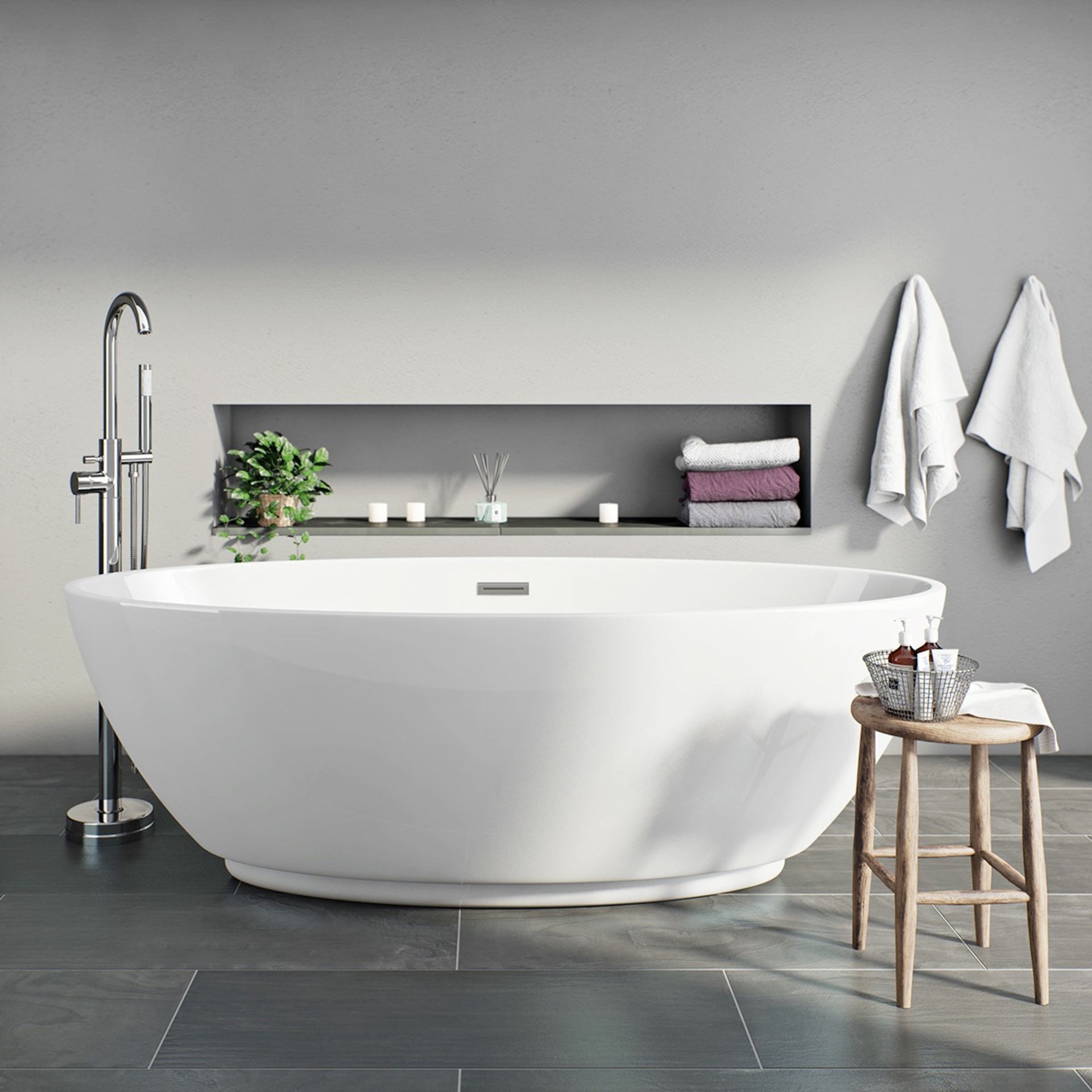 1 x Harrison Freestanding Bath 1790 x 810mm  - Unused Stock - Beautiful oval Design - Highly