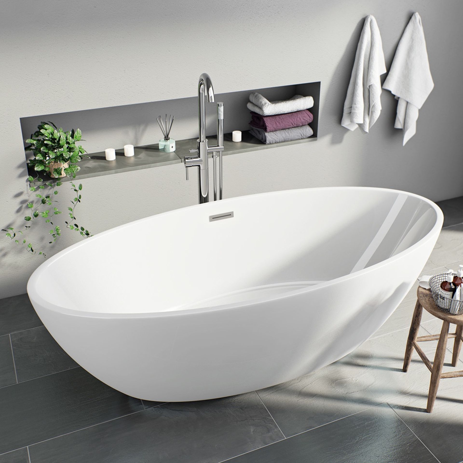 1 x Harrison Freestanding Bath 1790 x 810mm  - Unused Stock - Beautiful oval Design - Highly - Image 2 of 4