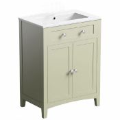 1 x Bath Co Camberley Sage 600mm Vanity Unit With Sink Basin - Unused Stock - CL190 - Ref BR033 -