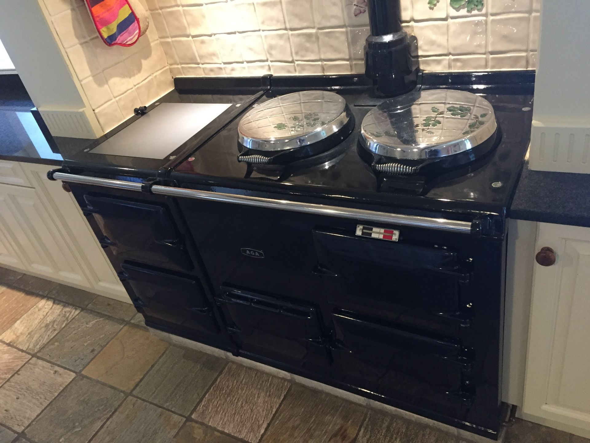 1 x Aga 4-Oven, 3-Plate Dual-Fuel Range Cooker - Cast Iron With Navy Enamel Finish With A Black - Image 21 of 21