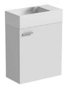 1 x Compact White Wall Hung 370mm Bathroom Unit With Resin Sink Basin - Unused Stock -