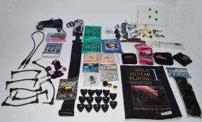 1 x Assorted Collection of Guitar Accessories - Includes Guitar Straps, Playing Solo Guitar Book,
