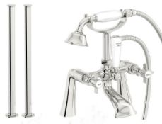 1 x Hampshire Bath Shower Mixer Tap With Standpipe Pack - Freestanding Traditional Bath Shower Mixer