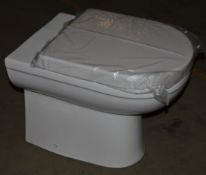 1 x Contemporary Back to Wall Toilet Pan With Soft Close Toilet Seat - Unused Stock - CL190 - Ref