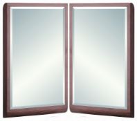2 x Vogue ARC Bathroom Wall Mirrors - For His & Her Bathrooms - WALNUT FINISH - Series 1 600x350mm -