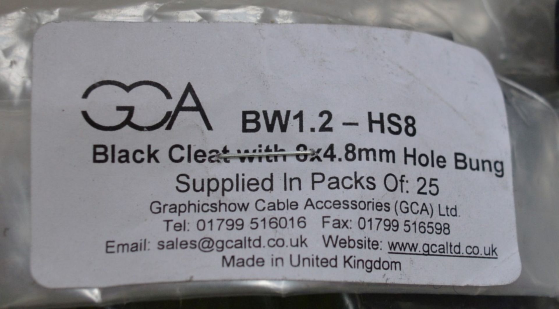50 x Black Cleats With 8 x 4.8mm Hole Cable Bungs - Unused Bag of 25 - Type GCA BW1.2 HS8 - - Image 3 of 4