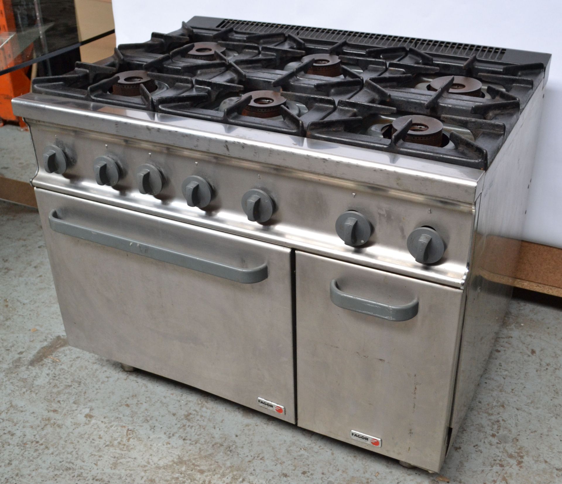 1 x Fagor Six Burner Gas Oven Range (CG-761 BR SM) - Ref NCE011 - CL178 - Location: Altrincham - Image 4 of 15