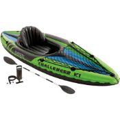 1 x Intex Challenger K1 Kayak Boat Set - Super Tough PVC Material - Includes Aluminum Paddle and