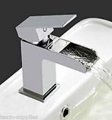 1 x Waterfall Basin Filler Tap - Brass Construction With Contemporary Chrome Finish - Unused Stock -