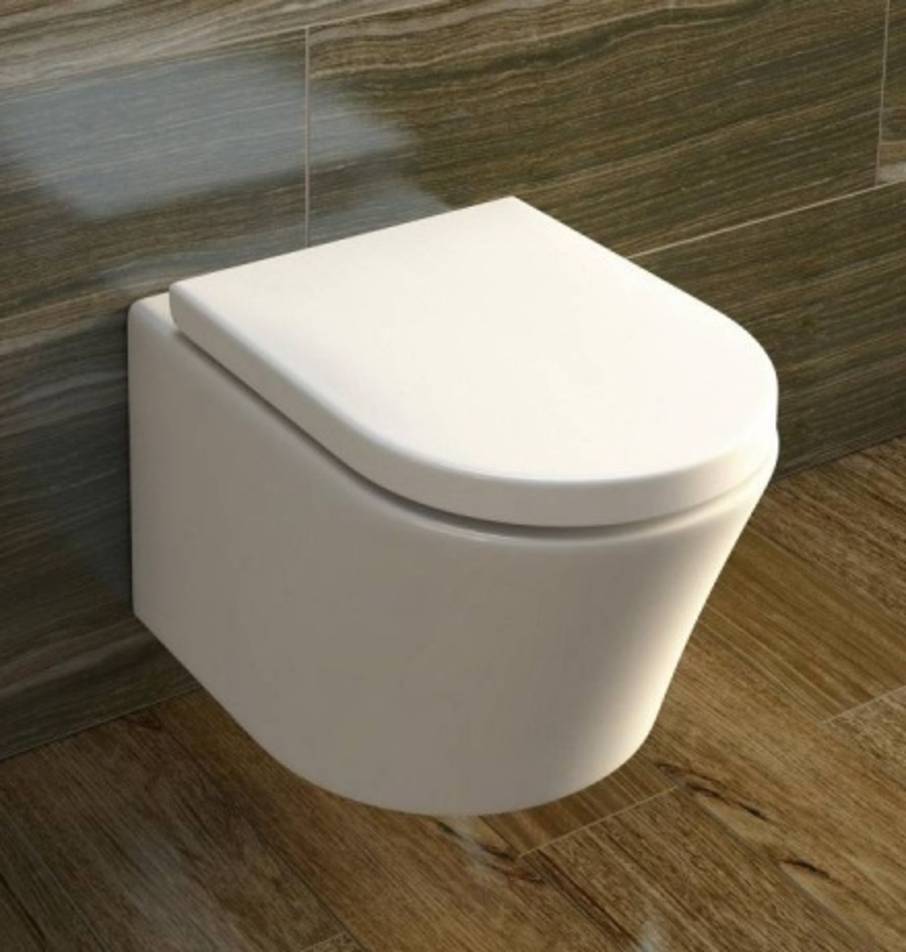 1 x Arc Wall Hung Toilet Pan With Soft Close Toilet Seat - Unused Stock - CL190 - Ref BR004 -