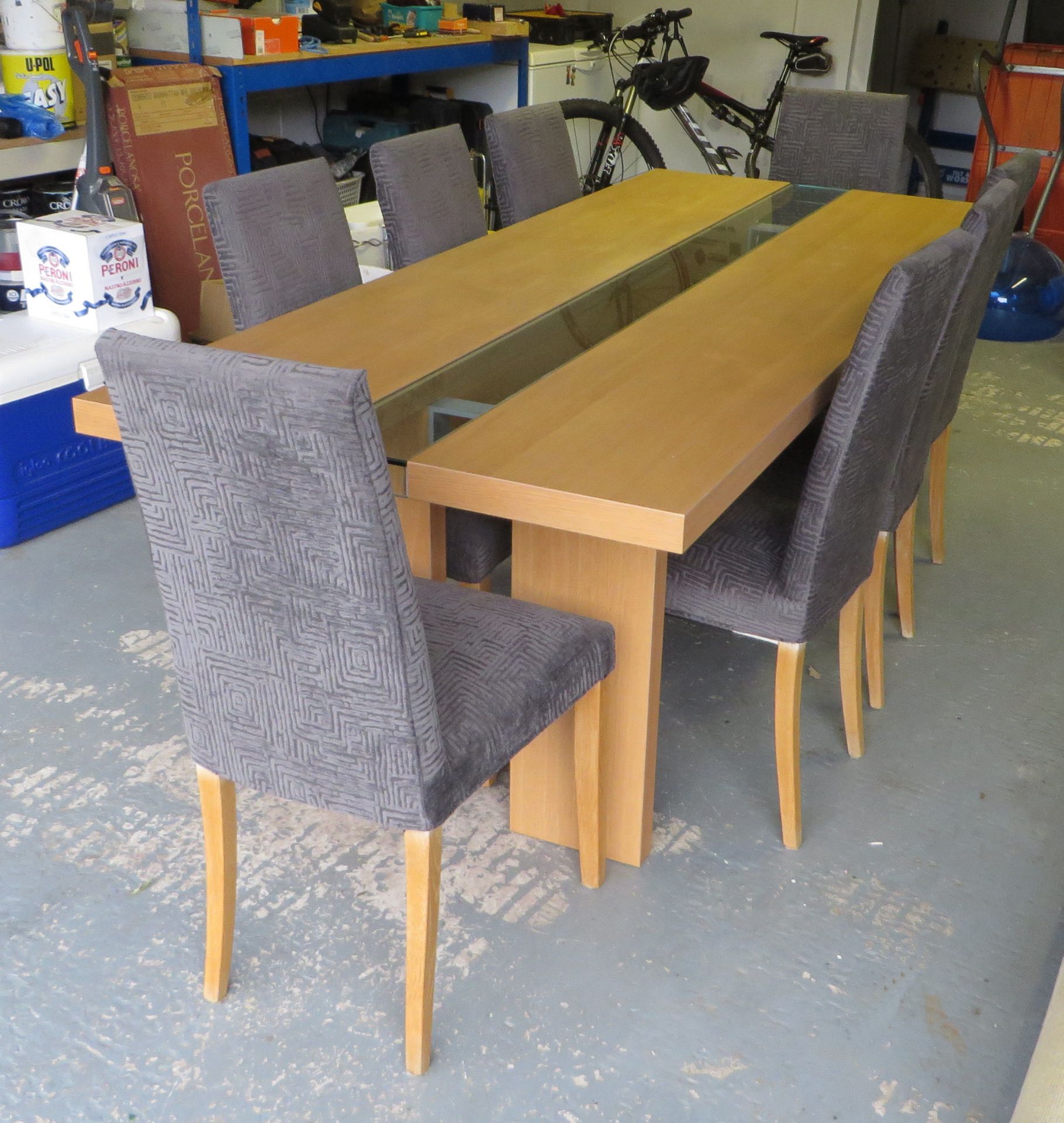 1 x Natural Oak Bross Ritz Dining Table and 8 Ligne Roset Dining Chairs - All in Excellent Condition