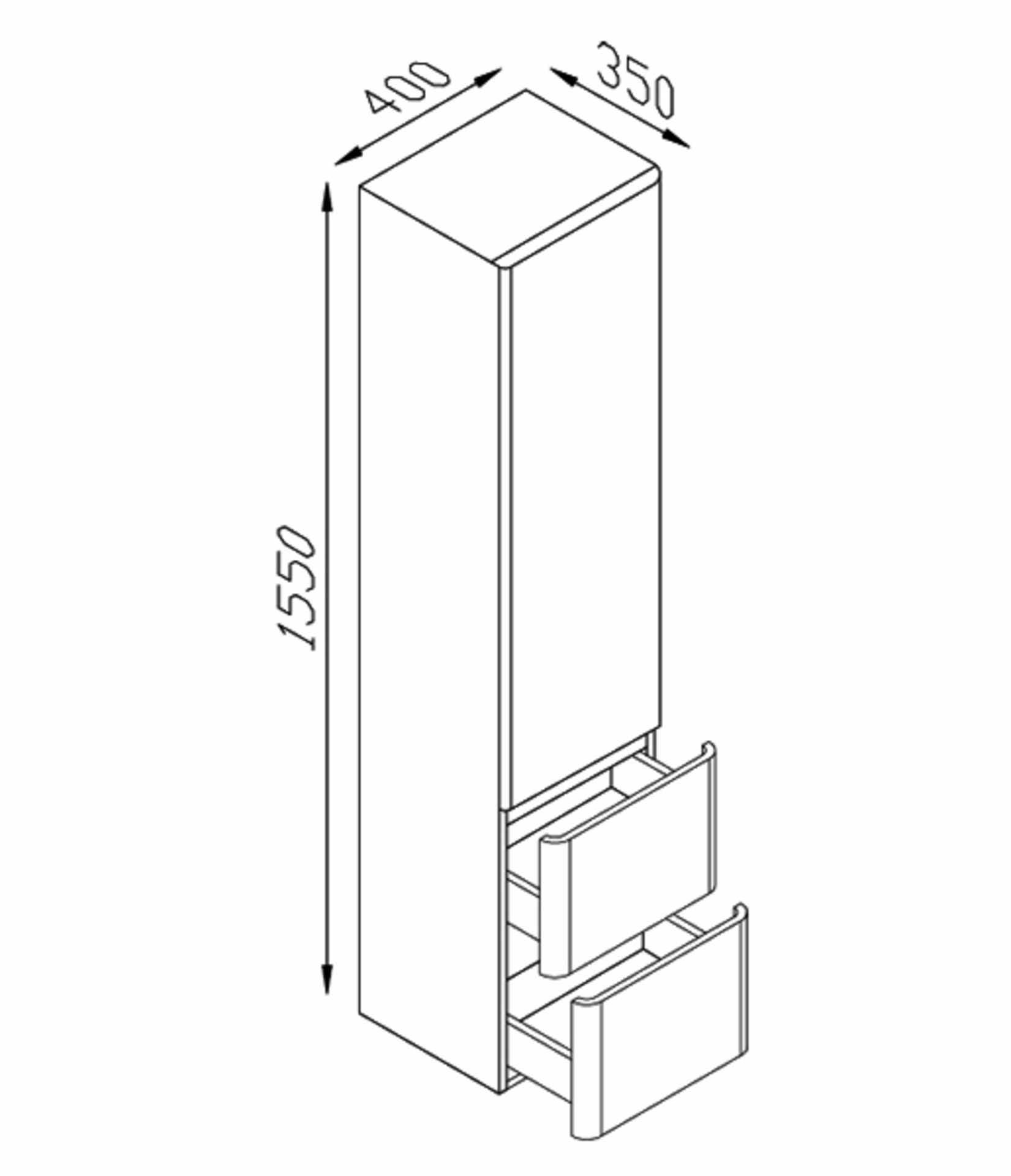 1 x White Gloss Storage Cabinet 155 - A-Grade - Ref:ASC41-155 - CL170 - Location: Nottingham NG2 - - Image 3 of 3