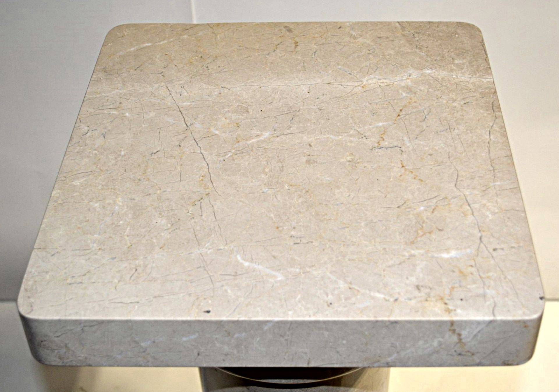 1 x Large Doric Natural Marble Stone Pedestal - Dimensions: 35 x 35 x H92cm - Pre-owned In Great - Image 4 of 7