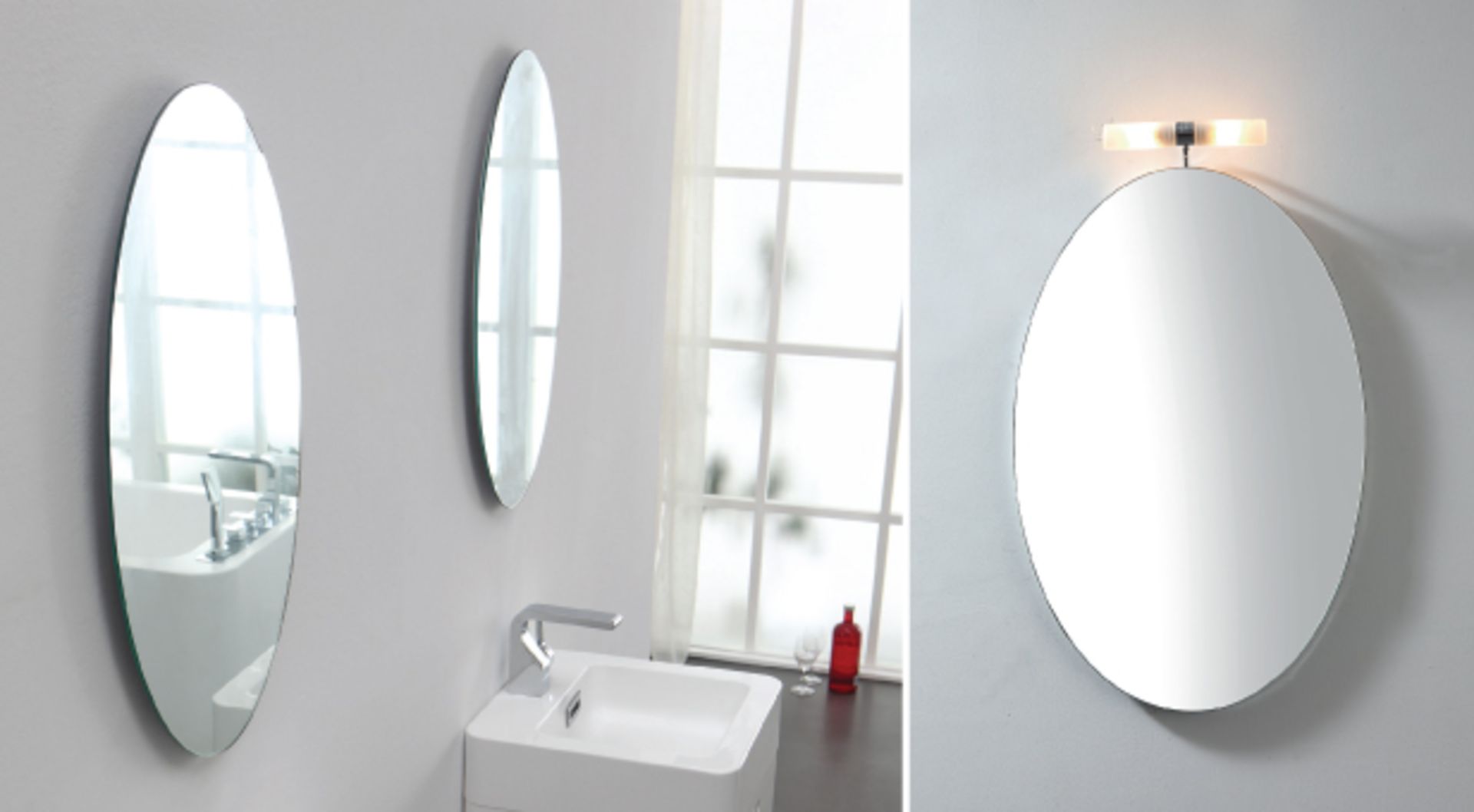 1 x Stylish Bathroom Oval Mirror 45 with top light - A-Grade - Ref:AMR14-045 - CL170 - Location: - Image 2 of 4