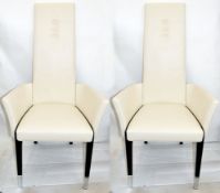 A Pair Of Matching GIORGIO Day Dream Occasional Armchairs In A Cream Lizard-style Leather Upholstery