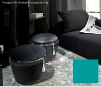 1 x FENDI "Pandora" Pouf / Ottoman - Upholstered In A Light Turquoise Chenille - Dimensions: H43,