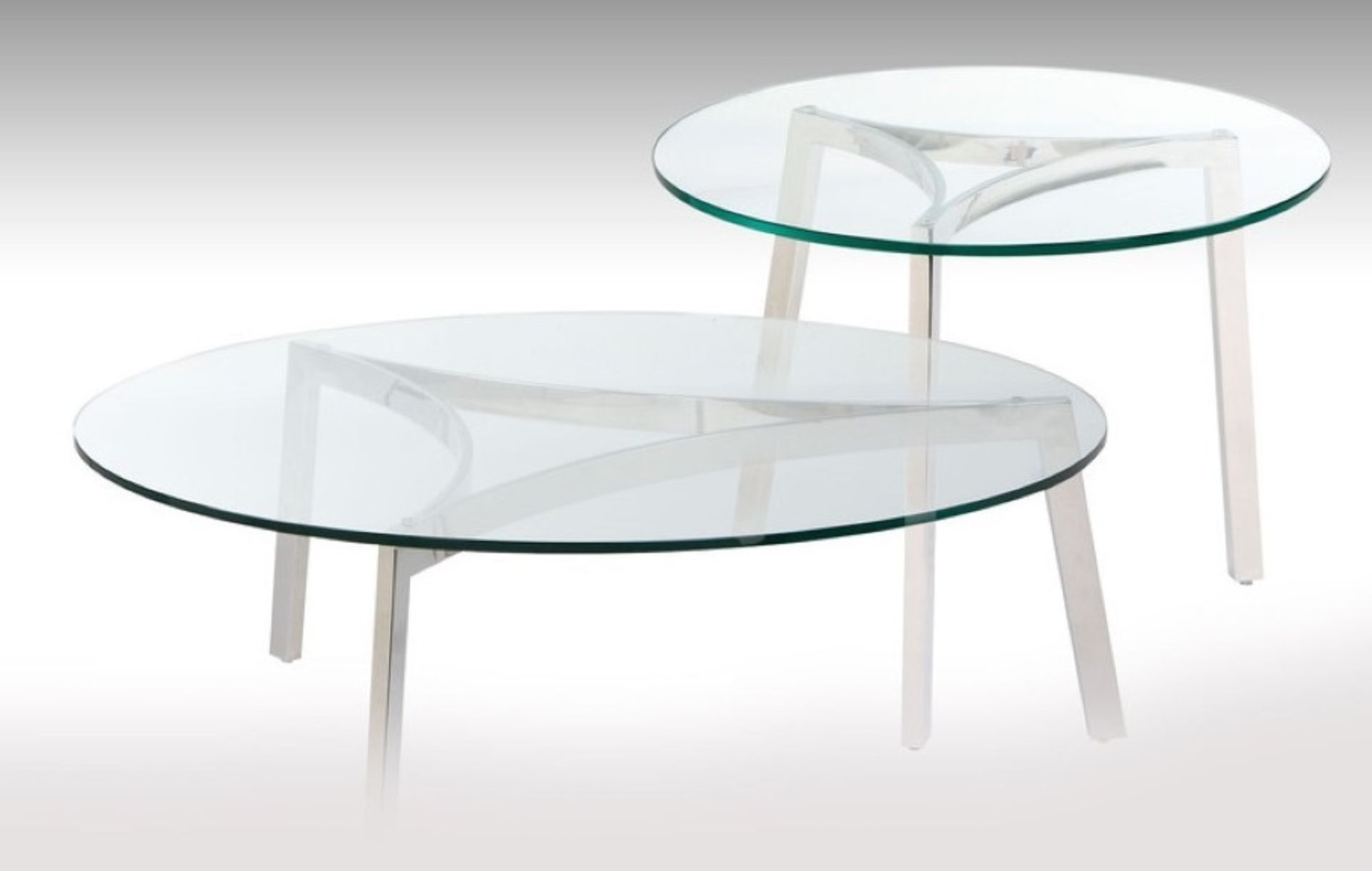 1 x Designer Chelsom Coffee Table - Chrome Frame With Tempered Glass Circular Glass Top - CL011 - - Image 2 of 3